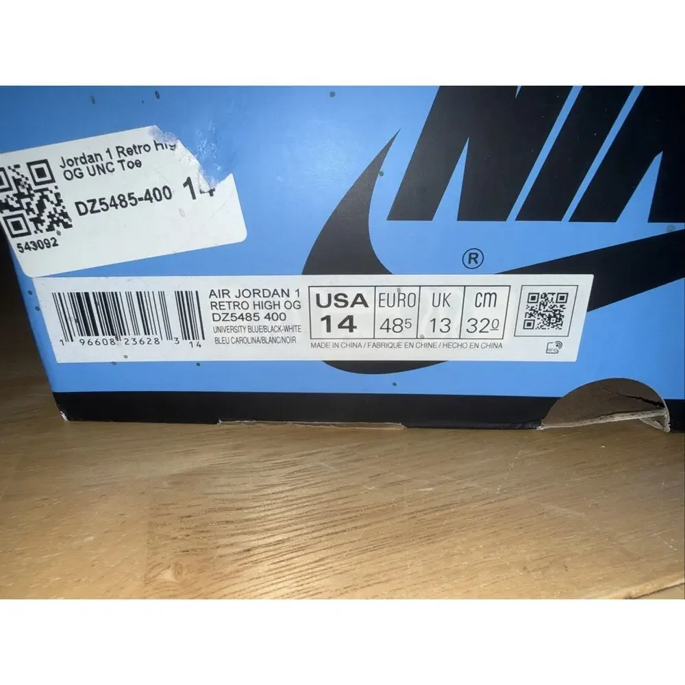 Size 14 -Jordan 1 Retro High OG UNC Toe (DZ5485-400) OG BOX
